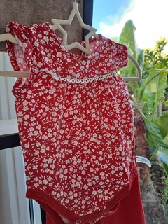 3/6M | Set body SM rojo c flores blancas + pantalón algodón elastizado rojo - MIMO/GRISINO - Talle 3 a 6 meses - comprar online