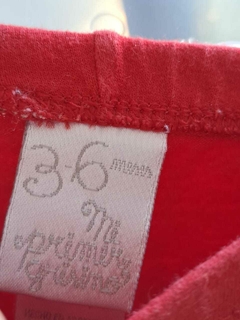 3/6M | Set body SM rojo c flores blancas + pantalón algodón elastizado rojo - MIMO/GRISINO - Talle 3 a 6 meses - Lo Canto • Moda Circular