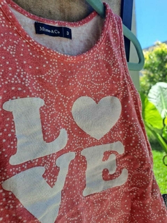 2/3A | Remera musculosa salmón c lunares blancos "LOVE" - MIMO - Talle 3 años en internet