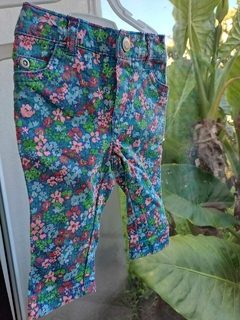 3M | Set: camisa SM a rayas celeste y blanca guardas rosas y volados+pantalón elastizado c flores turquesa y rosa - CARTERS -Talle 3 meses en internet