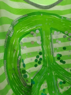 14A | Remera ML verde manzana a rayas c mangas grises, aplique de lentejuelas-JUSTICE-Talle 14 años en internet