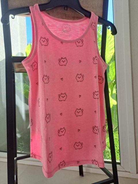 12A | OUTLET- Remera musculosa rosa c gatitos negros - JUSTICE. -Talle 12 años
