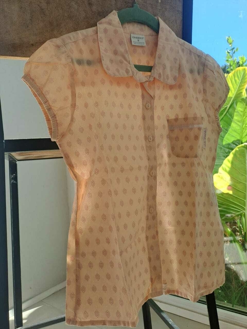 8A | Camisa MC salmón c florcitas rosas - CHEEKY - Talle 8 años