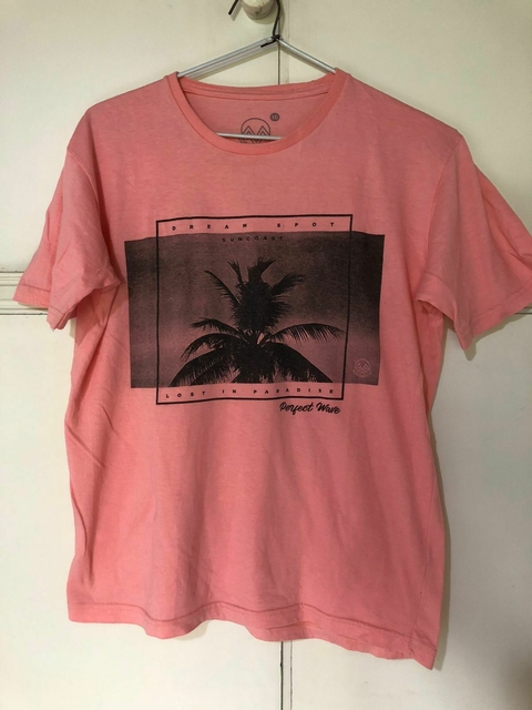 16A | Remera rosa MC con palmera. Bermeyer. Talle 16.