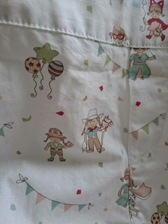 NUEVO 3M | Jardinero blanco c estampados de niños - BABY COTTONS - Talle 3 meses - Lo Canto • Moda Circular