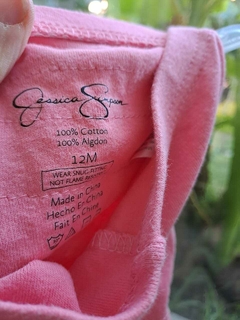 Set: remera MC blanca c frutillas + short rosa c voladitos atras - JESSICA SIMPSON - Talle 12 meses - tienda online