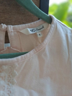 Vestido algodon MC c encaje en frente, rosa clarito - NCL- Talle 4 en internet