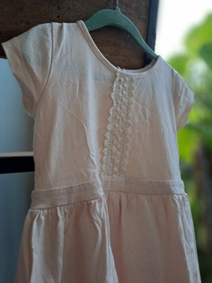 Vestido algodon MC c encaje en frente, rosa clarito - NCL- Talle 4 - comprar online