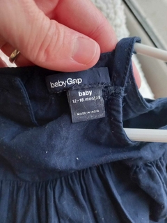Vestido azul con breteles y calado abajo. GAP. 12/18 meses. en internet