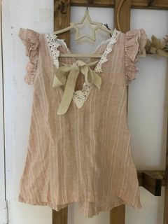 Vestido rosa con detalles dorados. WAW KIDS. Talle 2. - comprar online