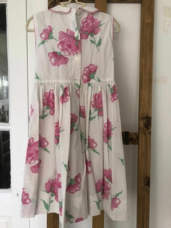 Outlet- Vestido blanco con flores rosas. LA FOLIE. Talle 5 años. - Lo Canto • Moda Circular