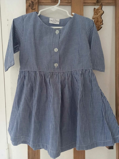 Vestido celeste rayas blancas. Chuck and Berry. 2 años-