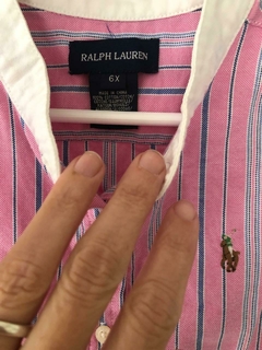 Vestido rosa con rayitas sin mangas. POLO. Talle 6 años. - comprar online