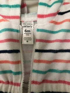 Salida de baño a rayas con capucha. CARTERS. 6 meses. - comprar online