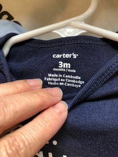 Enterito de algodón azul con inscripción en blanco. CARTERS. 3 meses. en internet