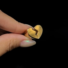 Anel Coração Partido Aço Inox Dourado