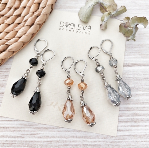 Aros colgantes lágrima de cristal