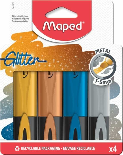 Marca texto metálico glitter maped