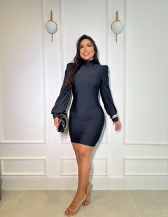 Vestido Feminino Manga Longa Princesa Gola Alta na internet