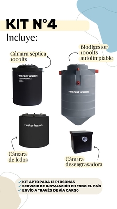 KIT N° 4: BIODIGESTOR 1000 LITROS, CÁMARA SÉPTICA 1000 LITROS, CÁMARA DE LODOS, CÁMARA DESENGRASADORA.