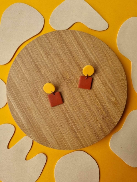 Brinco Duplo Amarelo Damasco - Orgânika