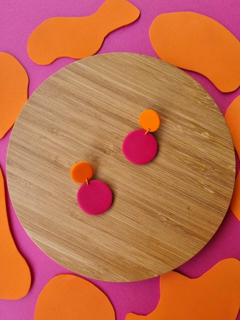 Brinco Gota Média Rosa Amaranto - Orgânika