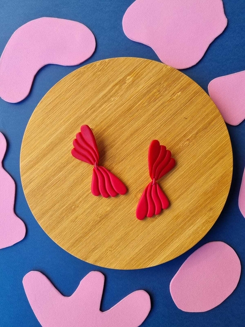 Brinco Maresia Vermelho Carmim e Rosa Amaranto - Orgânika