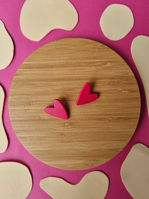 Brinco Coração Rosa Amaranto - Orgânika