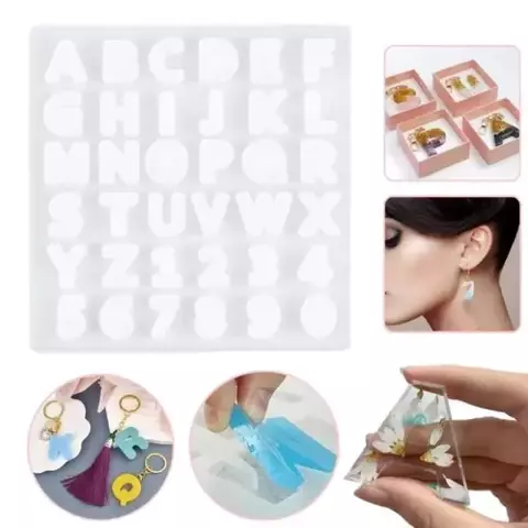 Molde Silicona Letras Y Números Abecedario Resina Chico