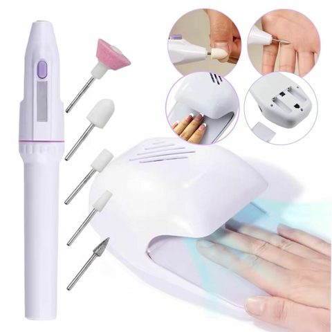 Cabina Secado De Esmalte Tradicional + Mini Torno + 5 Fresas