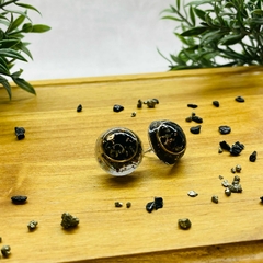 Brinco Organite - Turmalina Negra e Pirita - Consciência Oitentaeum Orgonites