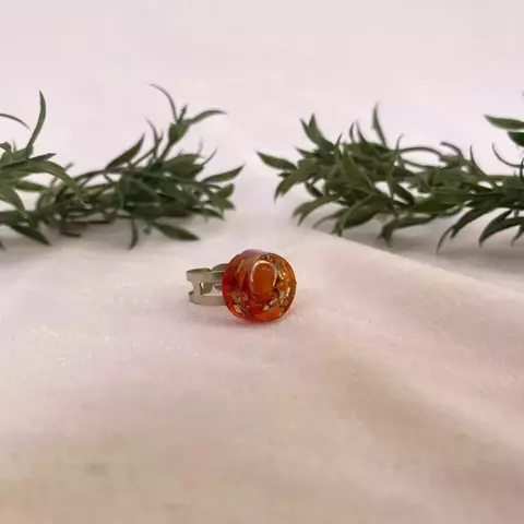 Anel Orgonite Ajustável - Chakra Umbilical - Ágata Fogo - comprar online