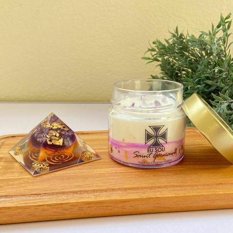 Kit Transmutação -Saint Germain - Vela 150g e Pirâmide 6cm