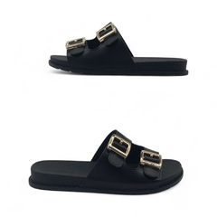 Zueco Doble Faja Hebilla Base De Goma Napa Molekinha (2341126NP) - comprar online