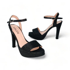 Sandalia Plataforma Taco Fino 11 1/2 Cetim Lame Valen (11178CT) - comprar online