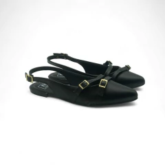 Mule Tipo Chanel Tira Hebillas Punta Fina Napa Moleca (5444332NP)