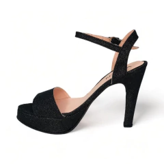 Sandalia Plataforma Taco Fino 11 1/2 Cetim Lame Valen (11178CT) - Mousse Calzados