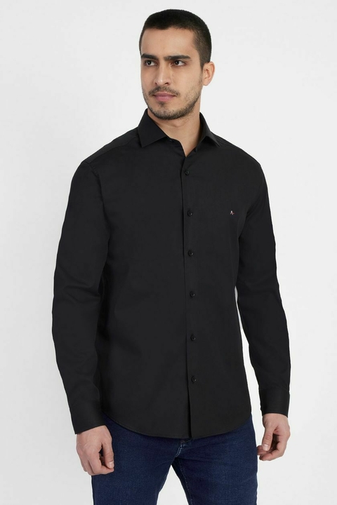 Camisa Masculina Manga Longa Lisa Preta Aramis 378