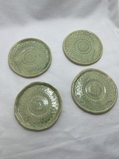 Porta copo Mandala em cerâmica, feito a mão.