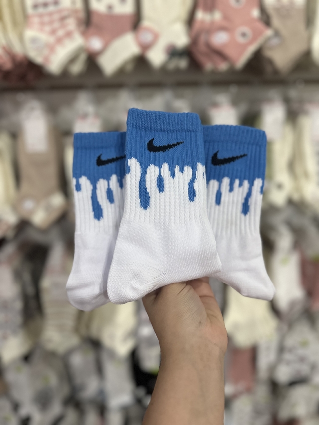 Media Adulto Nike Pin Azul Pipa Blanca