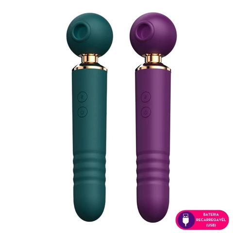 VIBRADOR VARINHA E SUGADOR 3 em 1 SEGREDOS - PREMIUM RECARREGAVEL