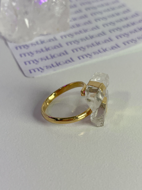 Anel cristal transparente - dourado - comprar online