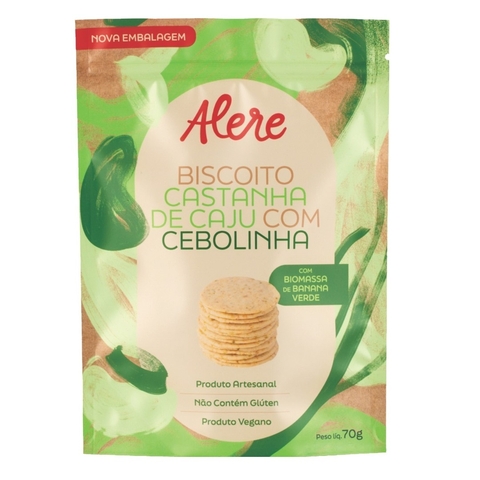 Biscoito Castanha De Caju com Cebolinha Sem Glúten Alere 70g