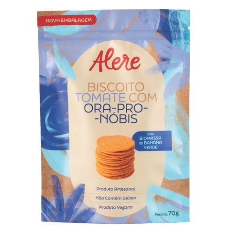 Biscoito Tomate E Ora-Pro-Nóbis Sem Glúten Vegano Alere 70g