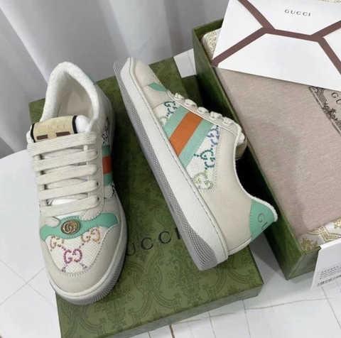 Tênis Gucci Sccreener Verde com Aplicações Italiana
