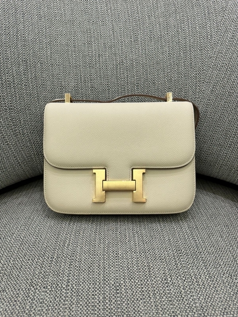 Bolsa Hermes Constance Off White com Dourado 24 Italiana