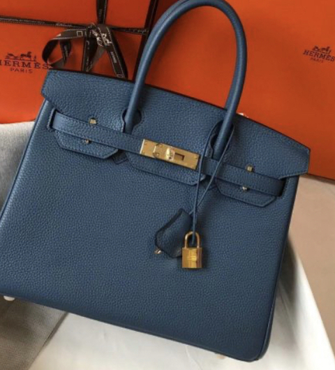 Bolsa Hermes Birkin 25 Azul Marinho Italiana