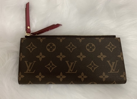 Carteira Louis Vuitton Adele Zíper Duplo Vinho Italiana