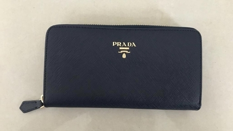 Carteira Prada de Couro Saffiano Preta Italiana