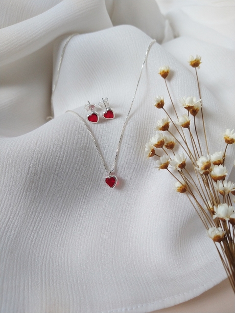 Conjunto Coração Vermelho